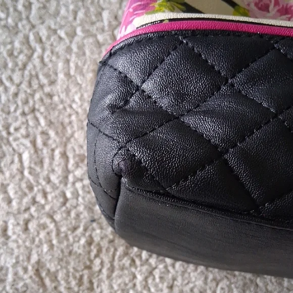 Betsey Johnson Striped Floral Satchel with Gold Accents - Picture 5 of 13